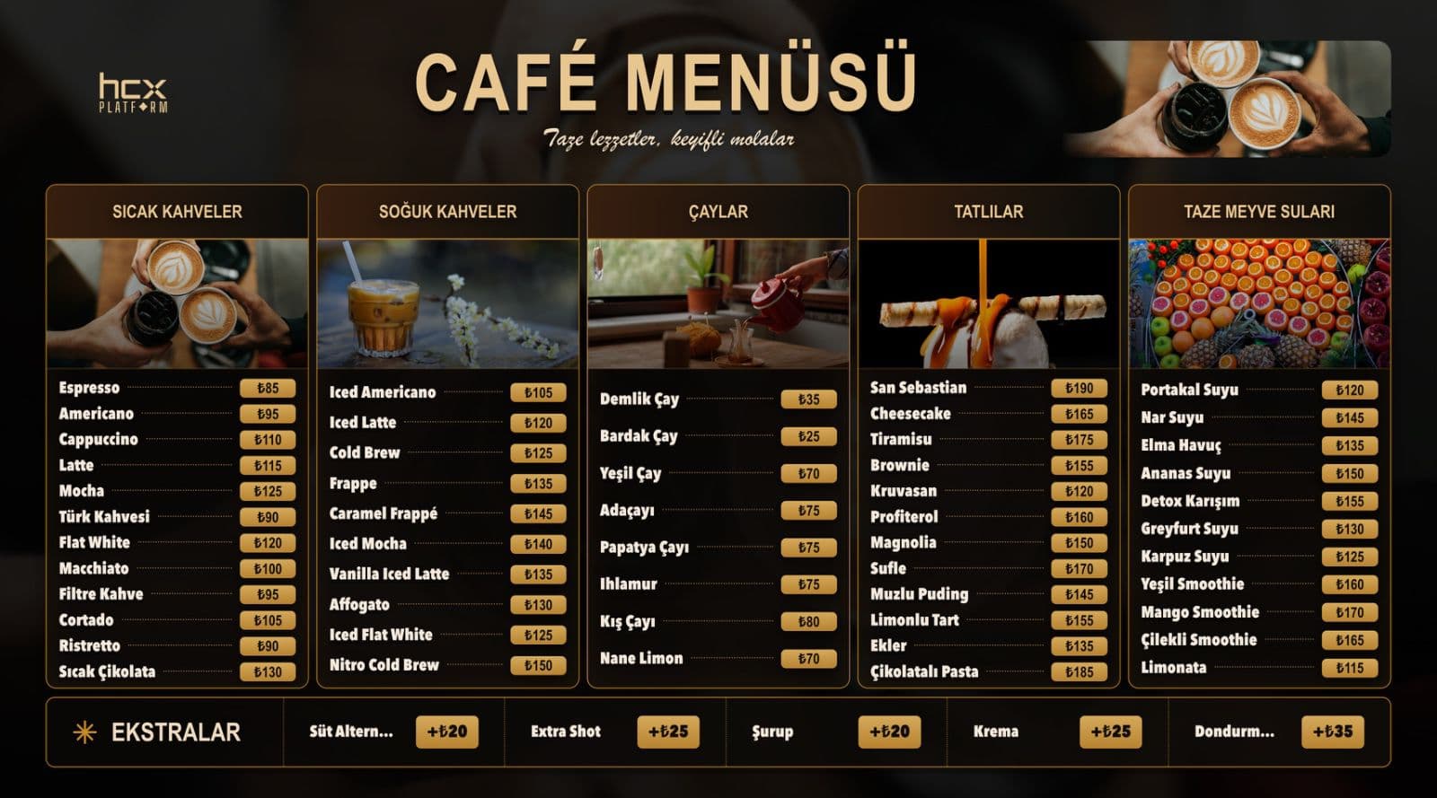 Info TV kafe menüsü ekran örneği